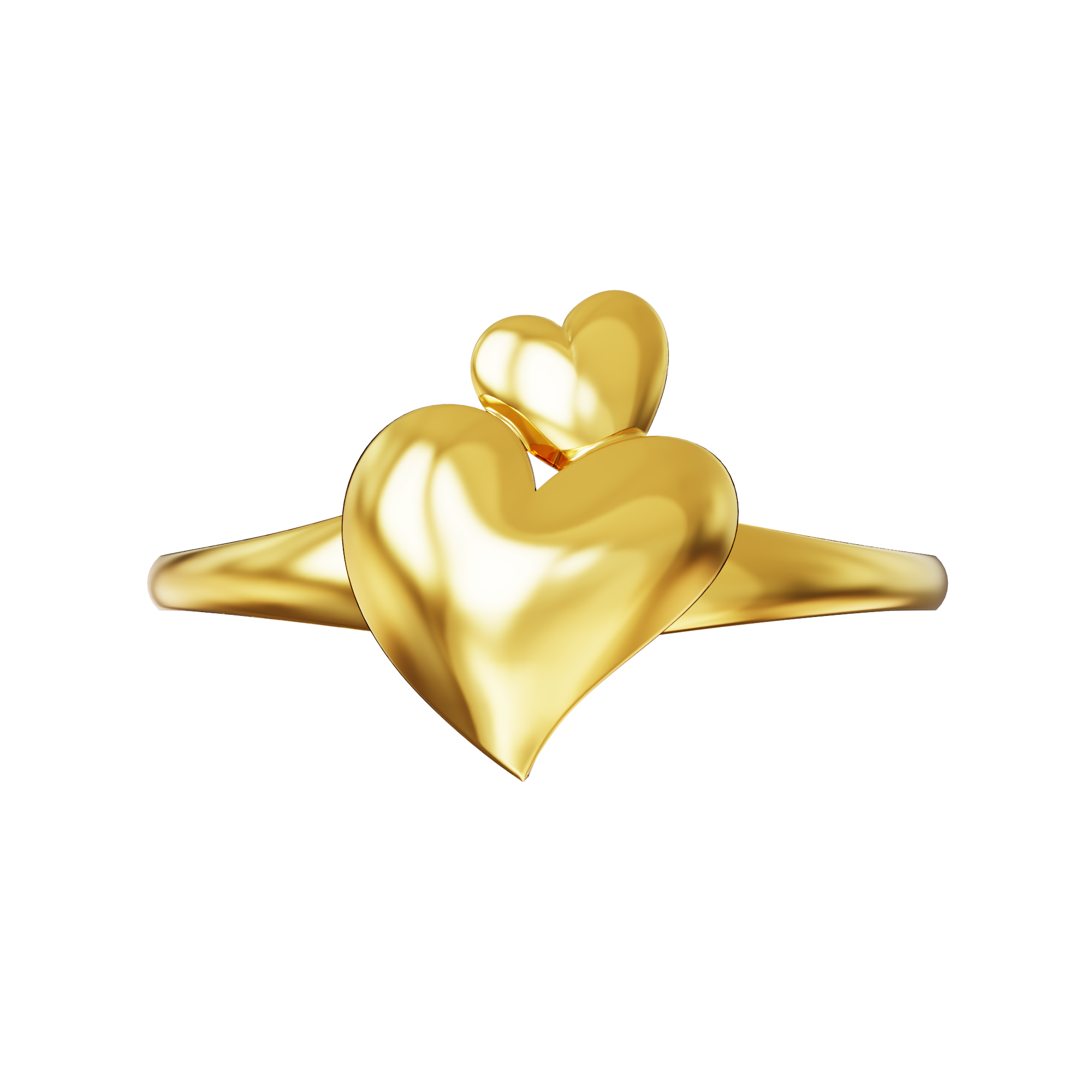 Double-Heart-Design-Gold-Ring