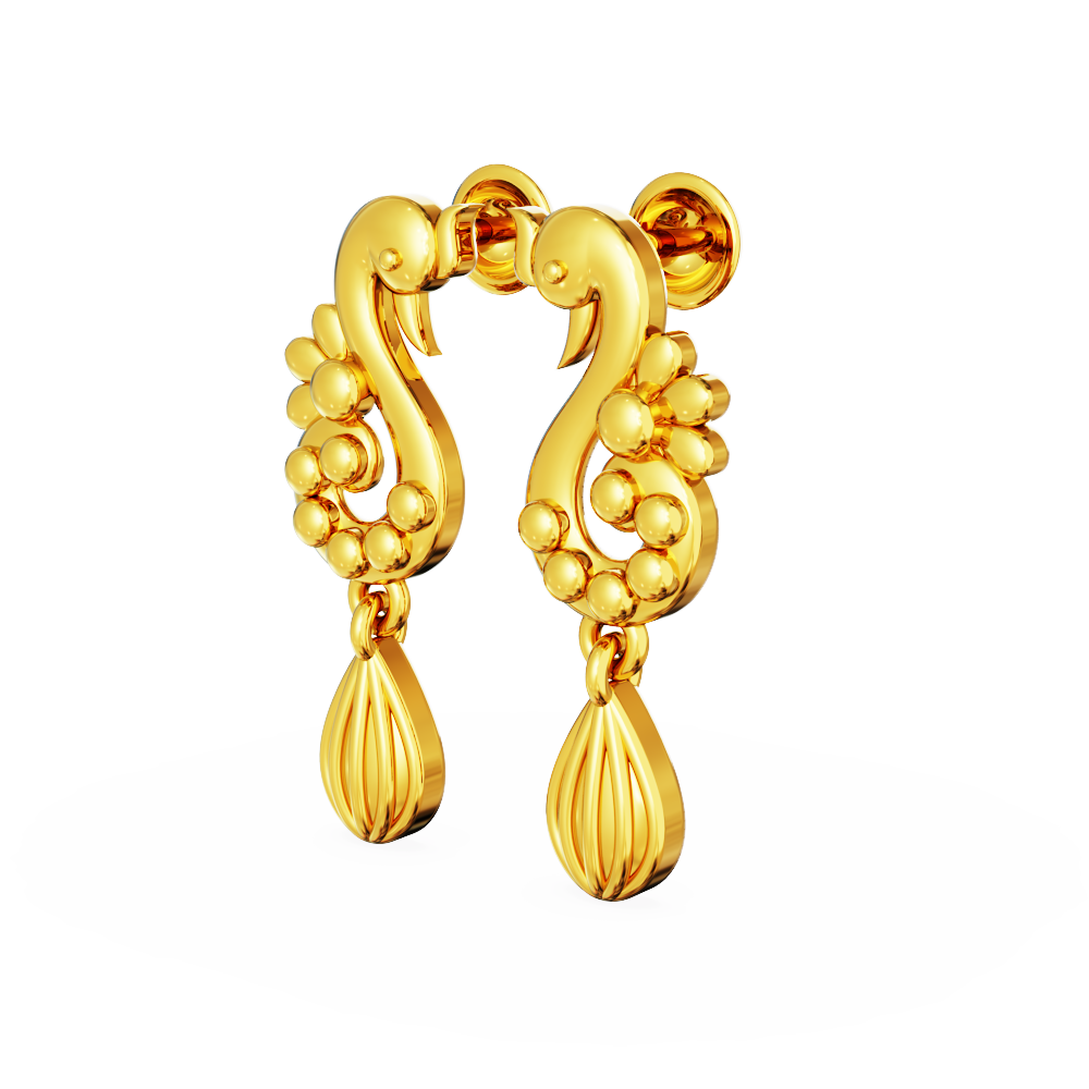 Gold Earrings - Plain Peacock Design Stud Drops 01-02 - SPE GOLD ...