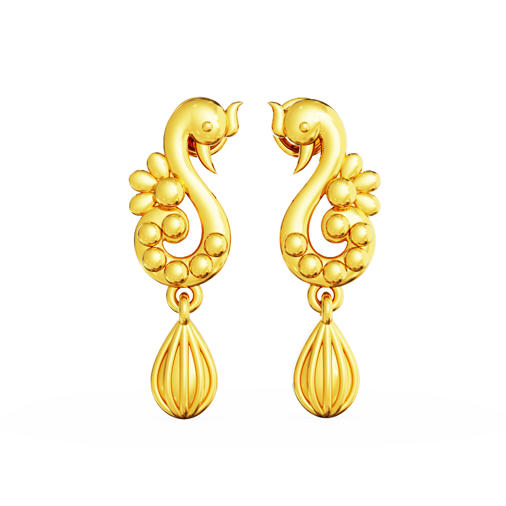 Gold peacock earrings studs Plain Peacock Design Stud Drops 01-02
