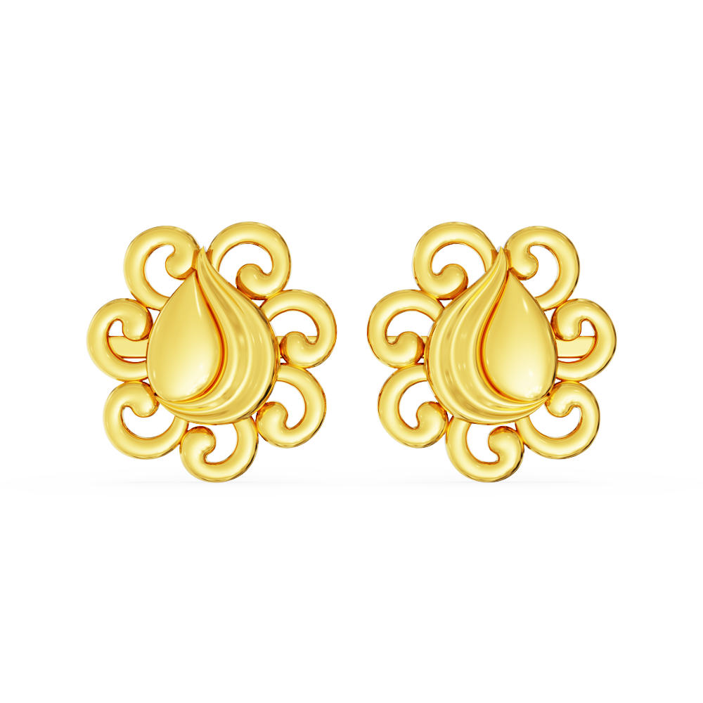 Latest Gold Earrings Plain Floral Design