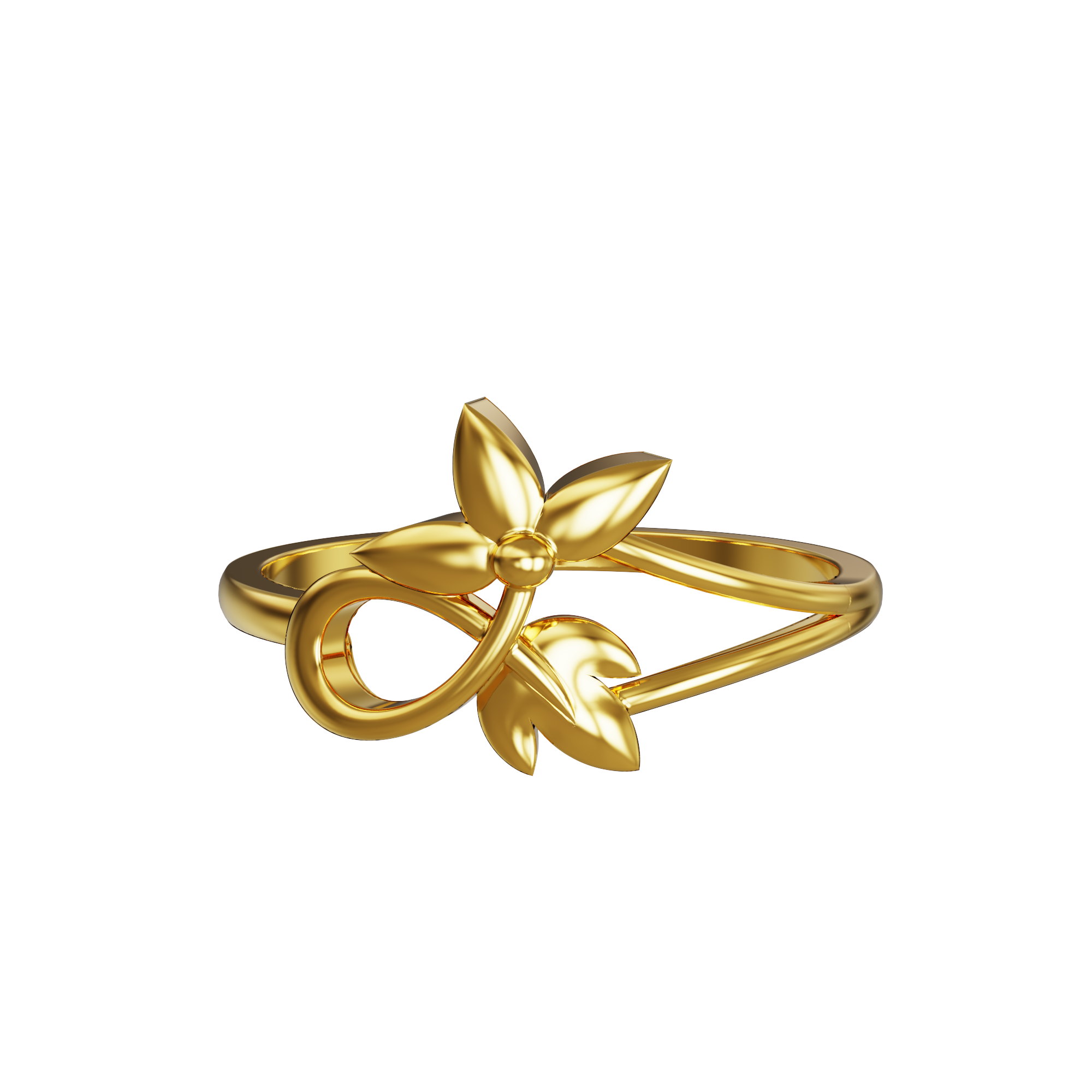 Single Studded Floral Rolling Ring - Alagar Jewellers
