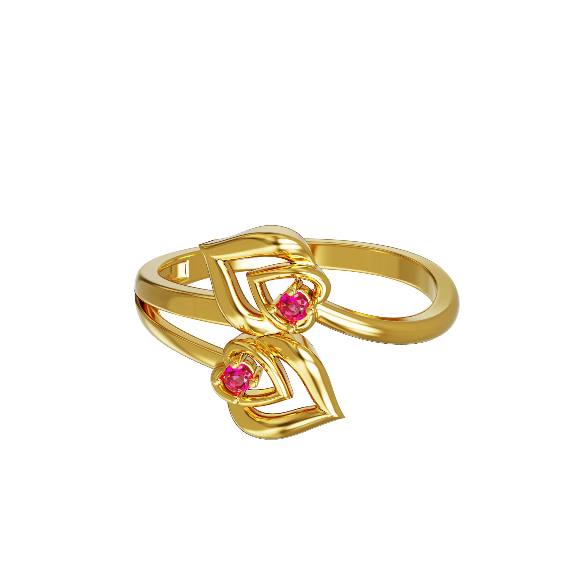 Gold Ring Design for Women 18k Gold CZ Double Ring with Factory Price