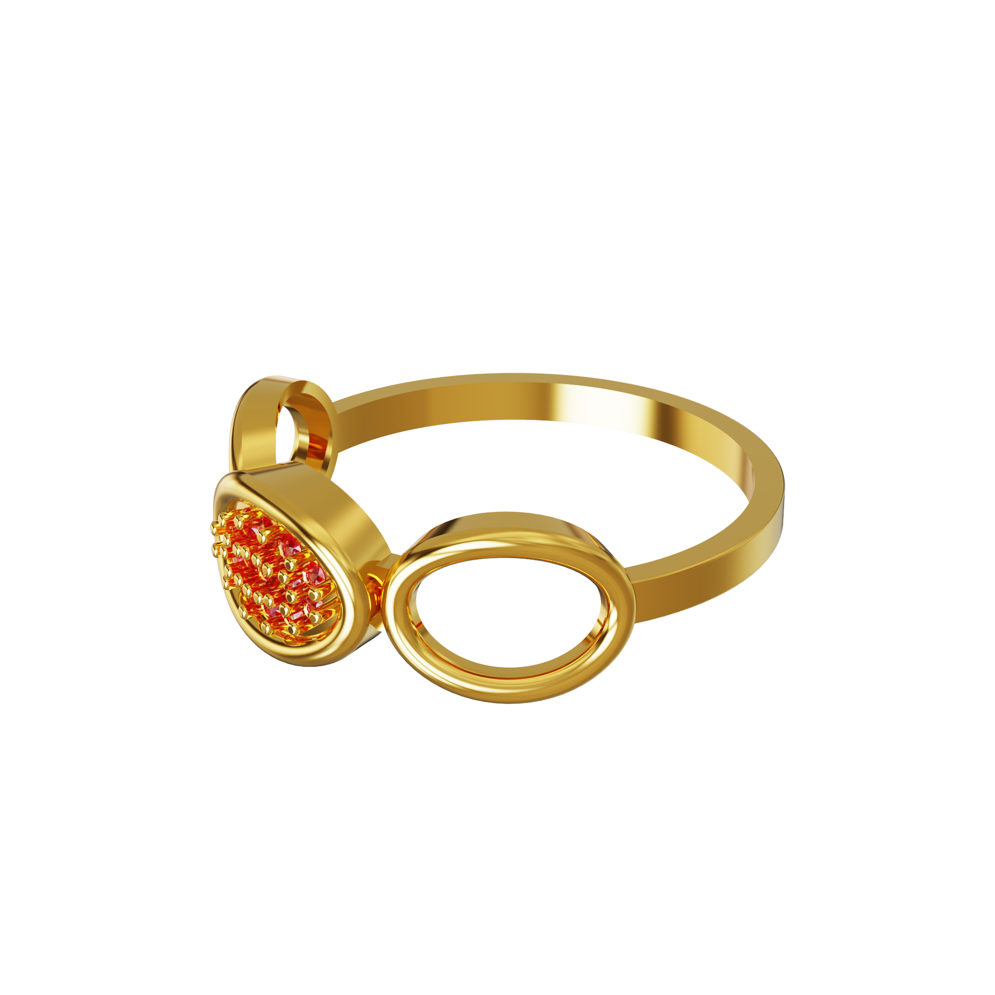ADMIER Gold Plated Brass oval Shape floral design Handmade Chilai Work  Traditional Fashion Ring For Girls Women.