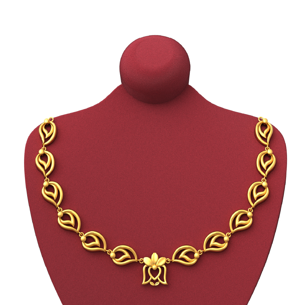 SPE Gold - Light Weight Leaf Design Gold Necklace | Poonamallee