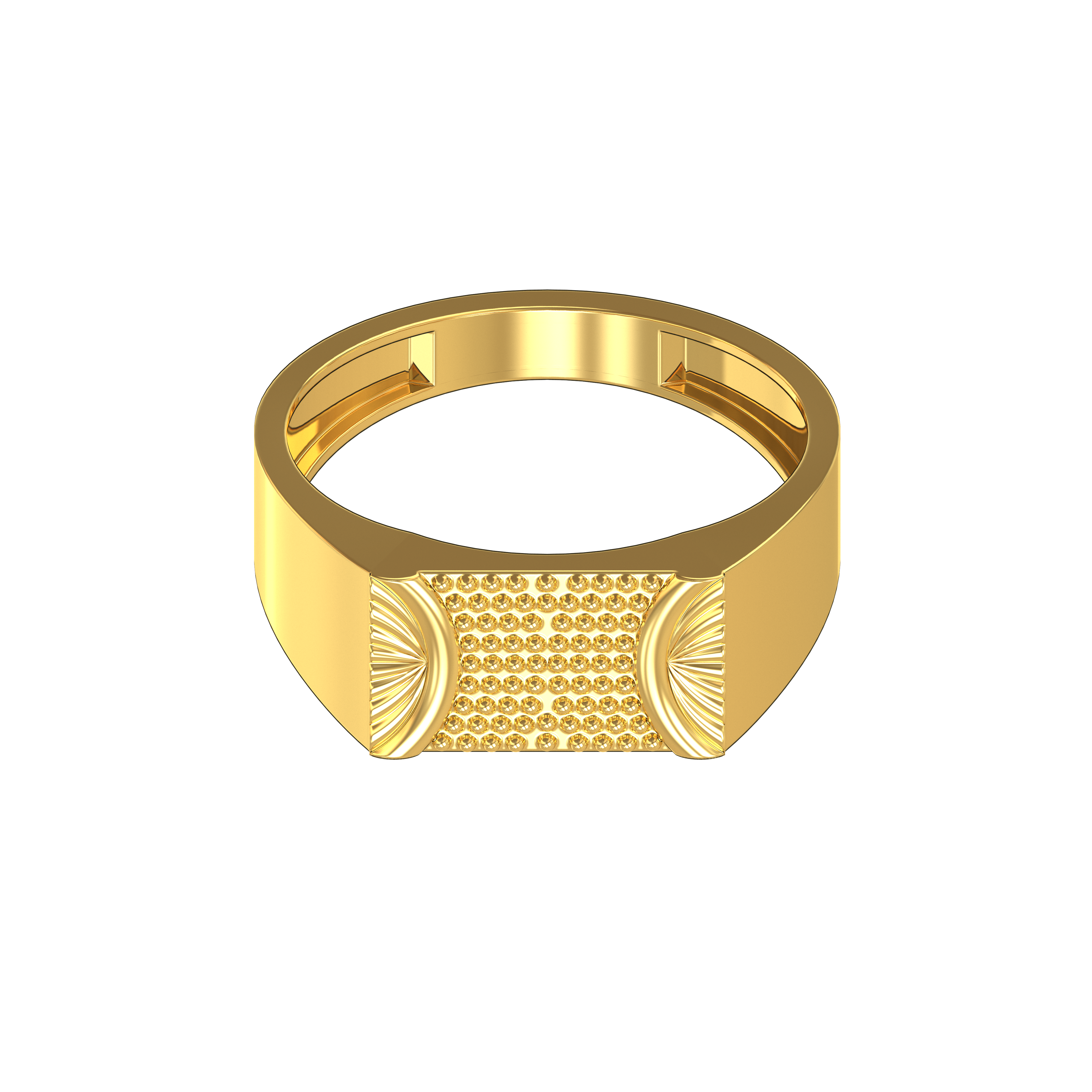 22 Kt Gold Mens Initial Ring - RiMs26422 - 22 Kt Gold Men's Initial Ring. Gold  ring for men's is designed with laser cut work and frost finish
