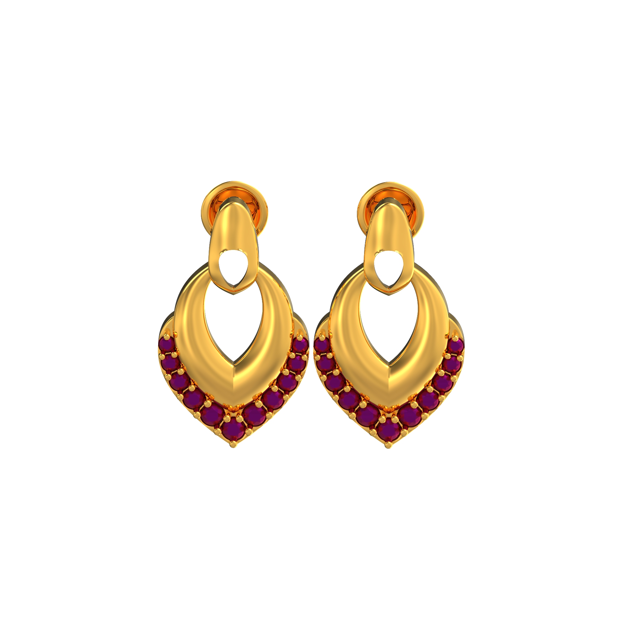 Gold Stone Work Reception Ear Rings buy online -