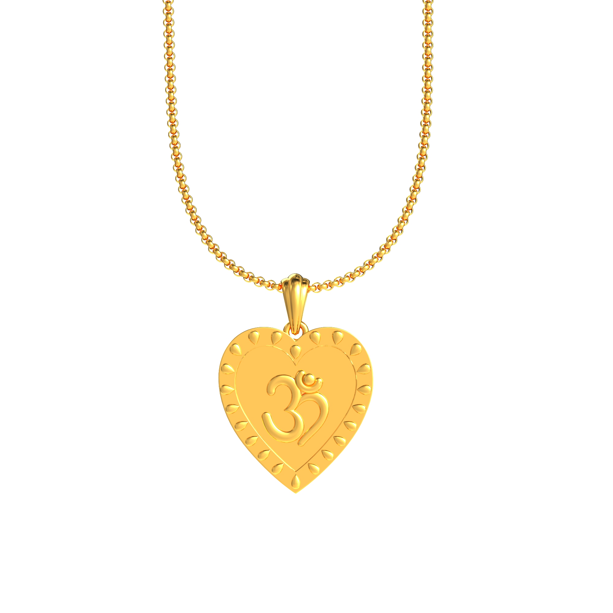 Heart Shape OM Gold Pendant