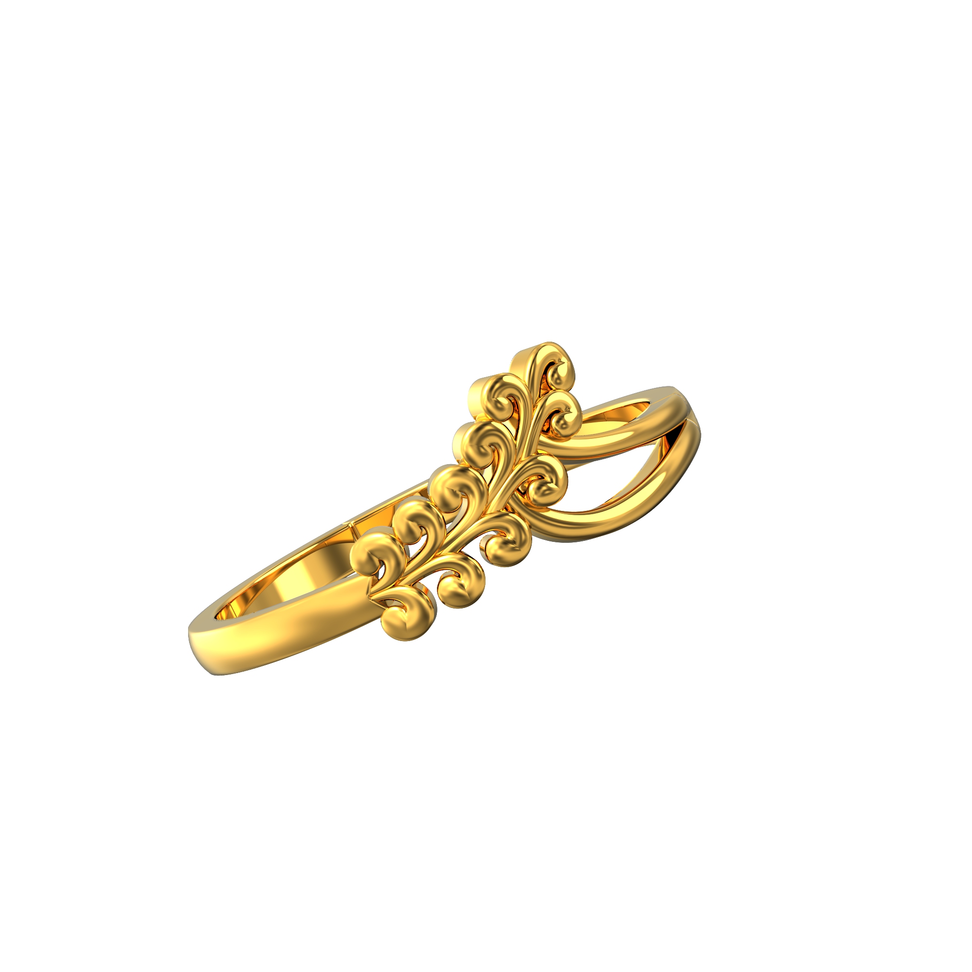 22k Gold Traditional Ladies Ring - Rilg22798 - 22k Gold Traditional Ladies  Ring. Ring is designed in wide design. Detailed filigree work in combina