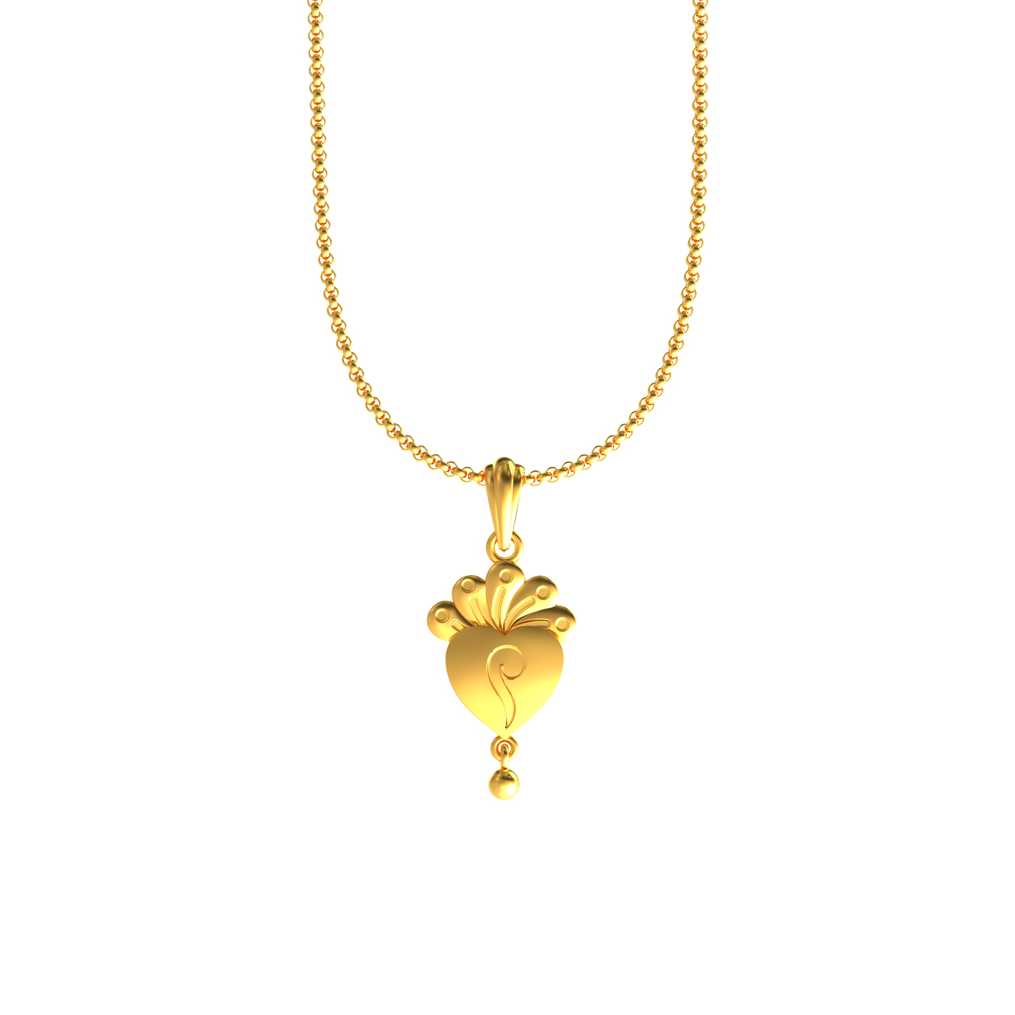 Traditional Heart Shaped Gold Pendant