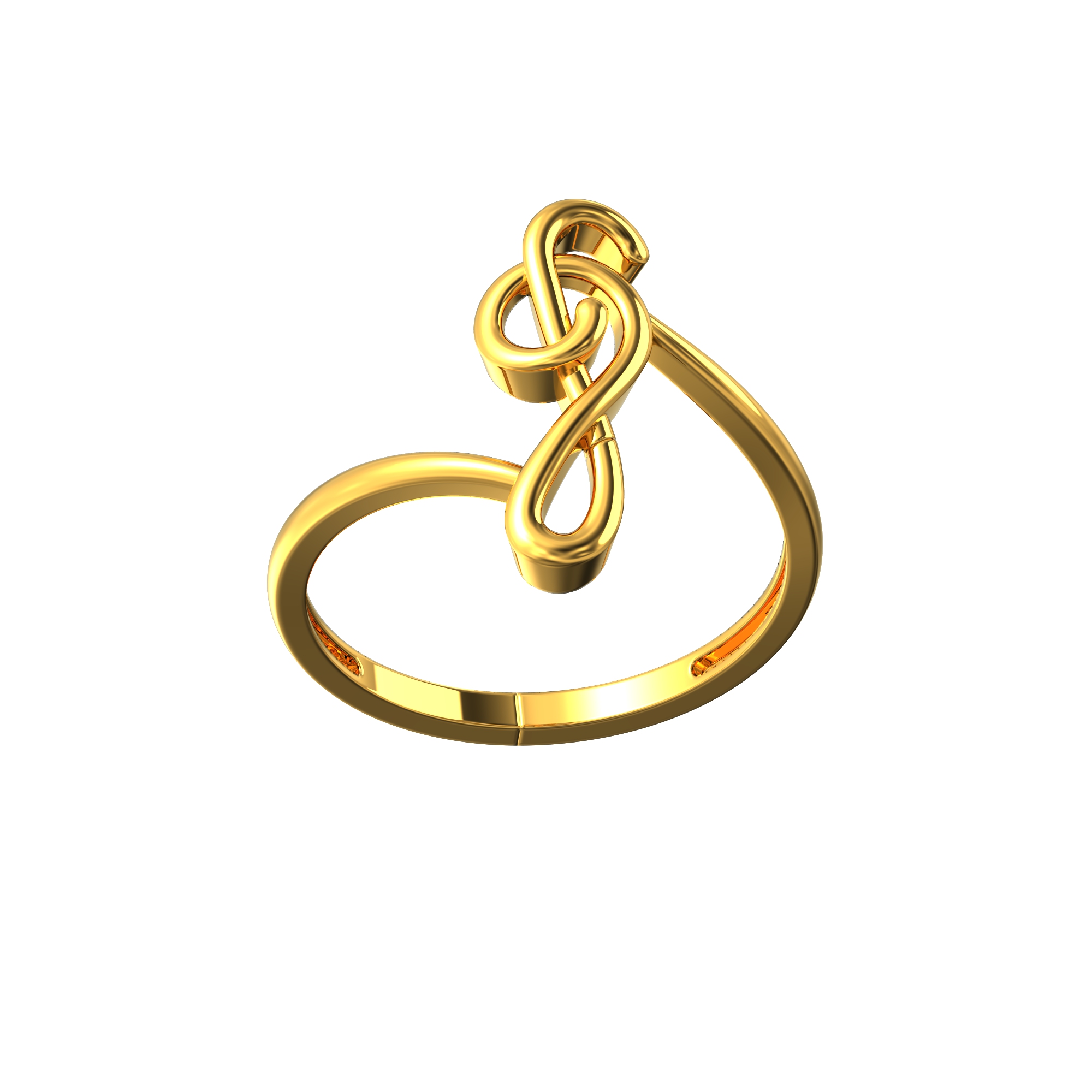 Musical Notes on Score Shaped Music Themed Ring in Gold | DOTOLY