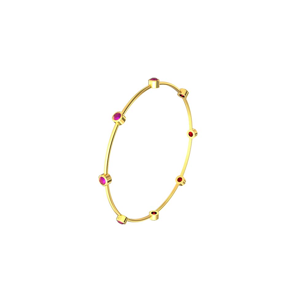 Gold Bangles With Pink Stone