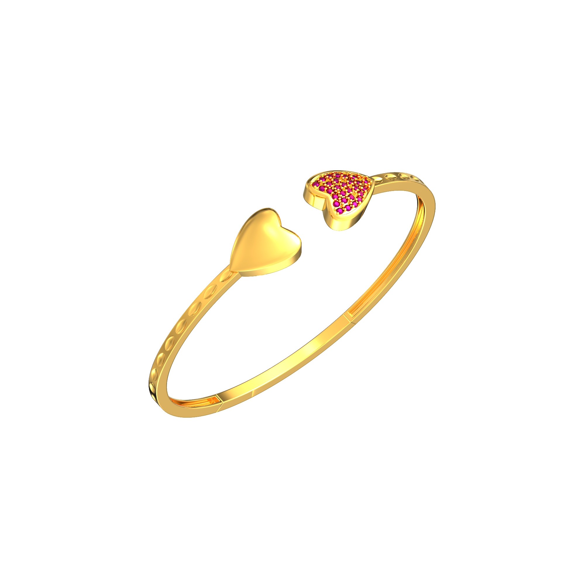 Gold Bracelet Ends with Both Side Heart