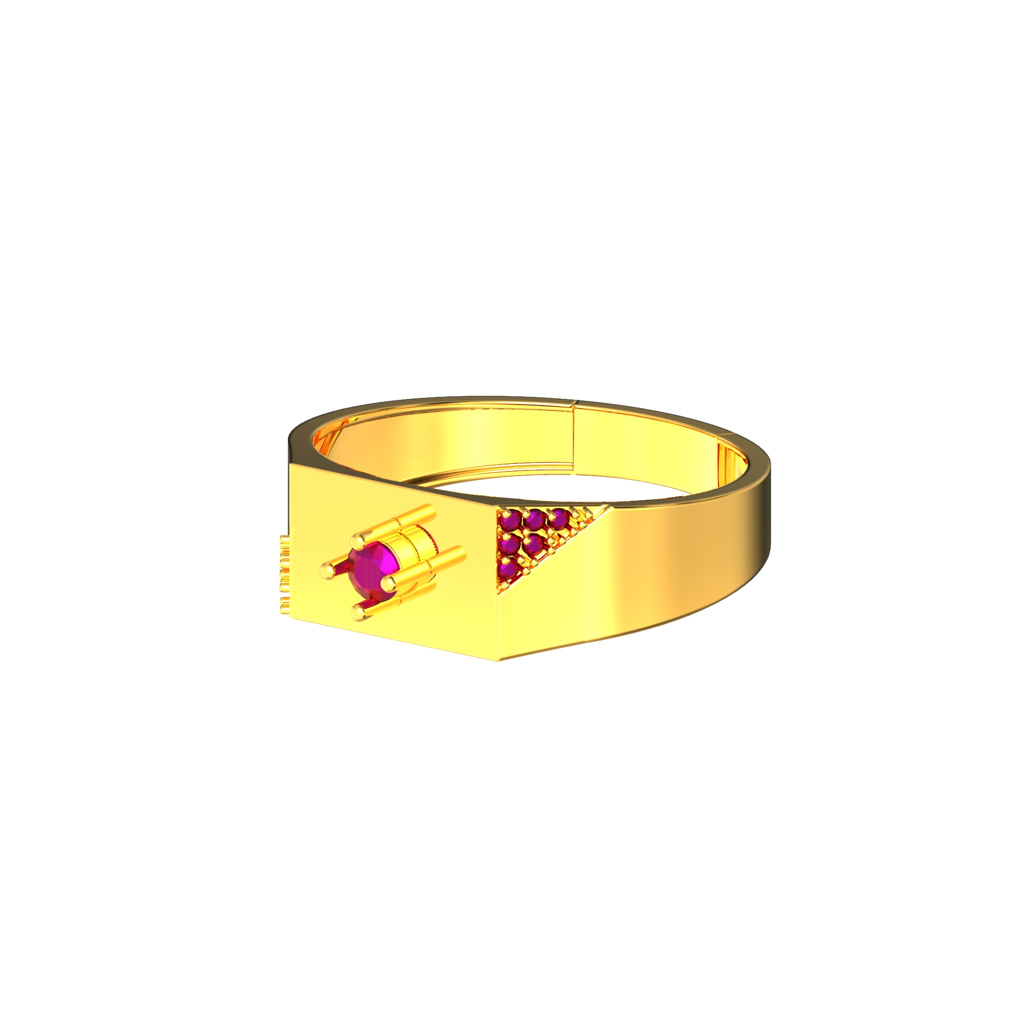 Gents Gold Ring with Geometric Design-06-01