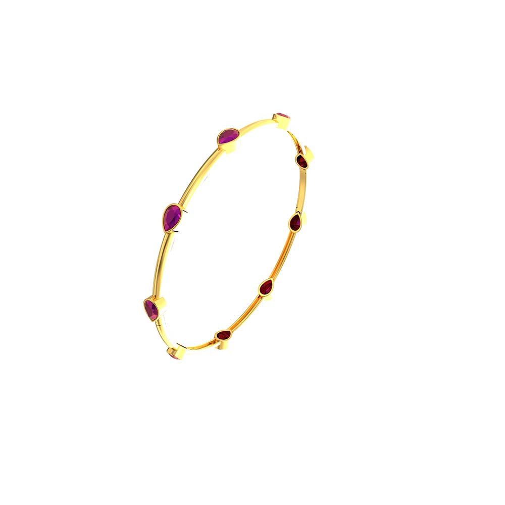 Mango Shape Stone Gold Bangles