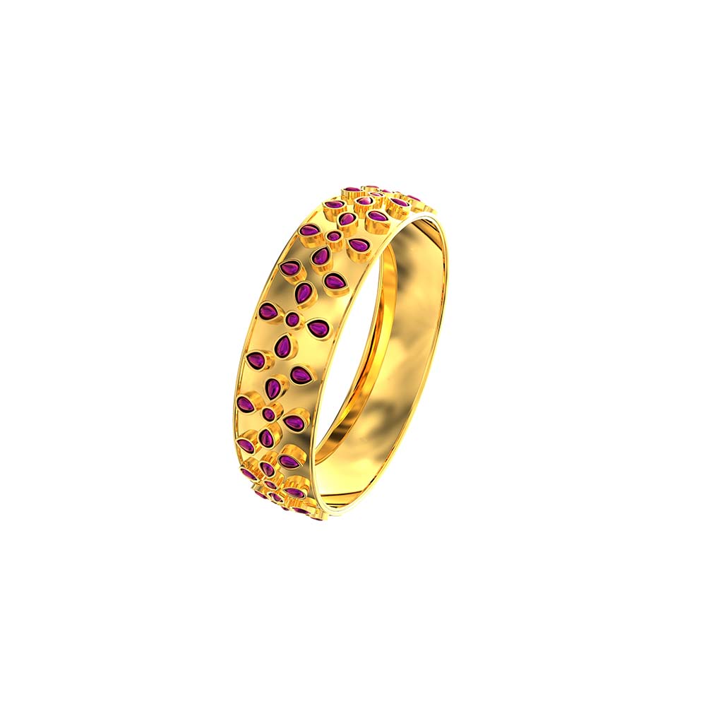 Petals Stone Design Gold Bangles