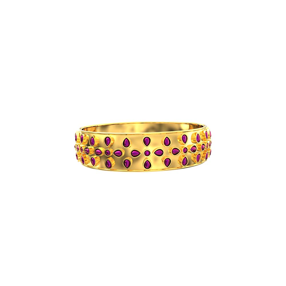 Petals Stone Design Gold Bangles