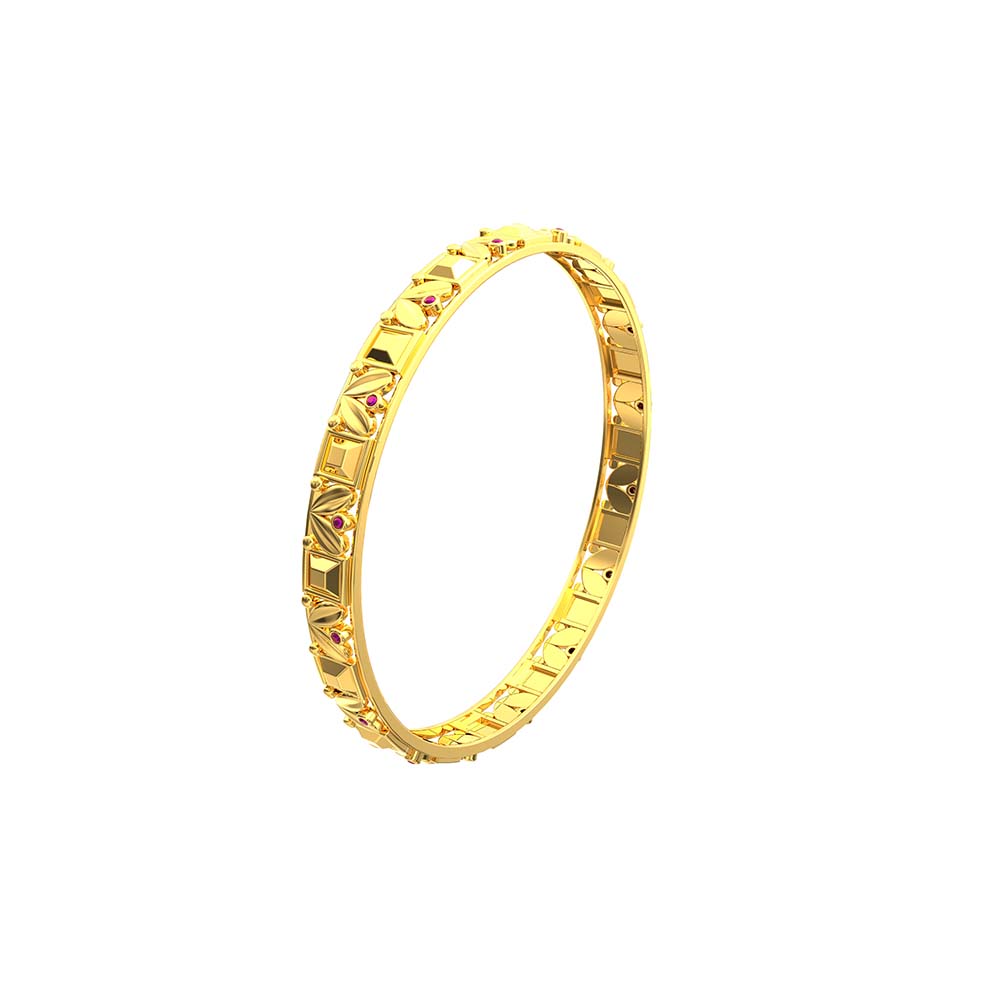 Square Design With Stone Gold Bangles