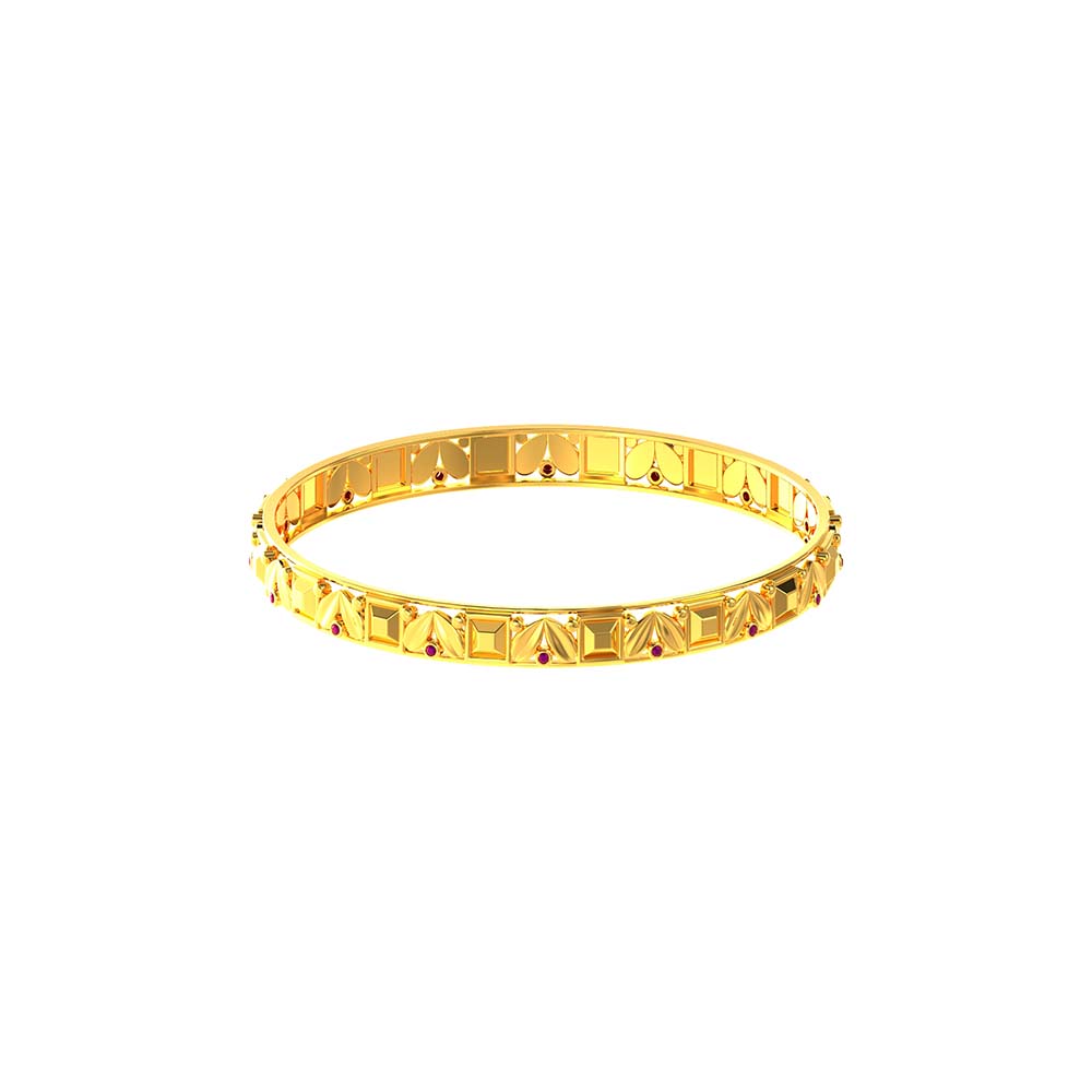 Square Design With Stone Gold Bangles