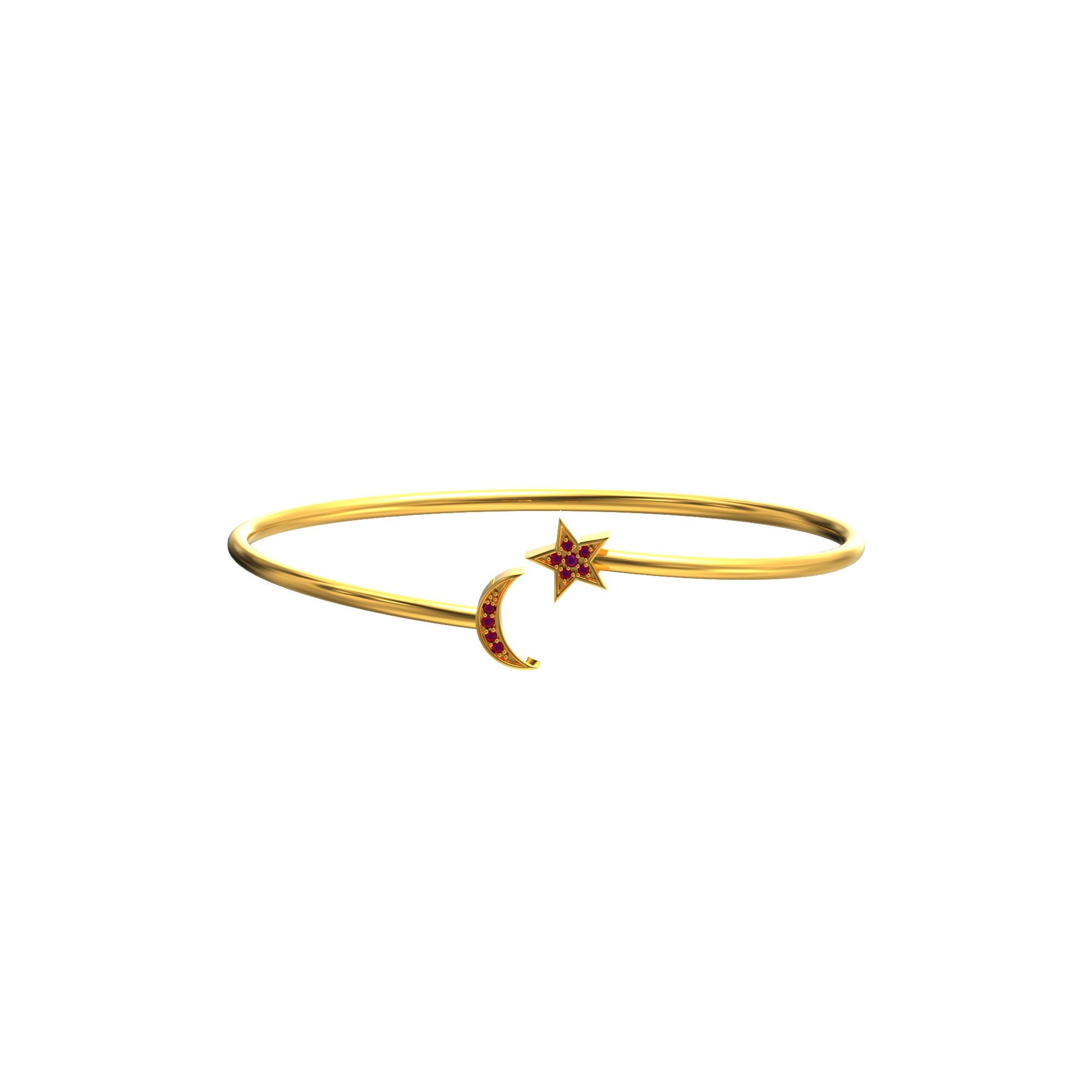 Star and Moon Design Gold Bracelet