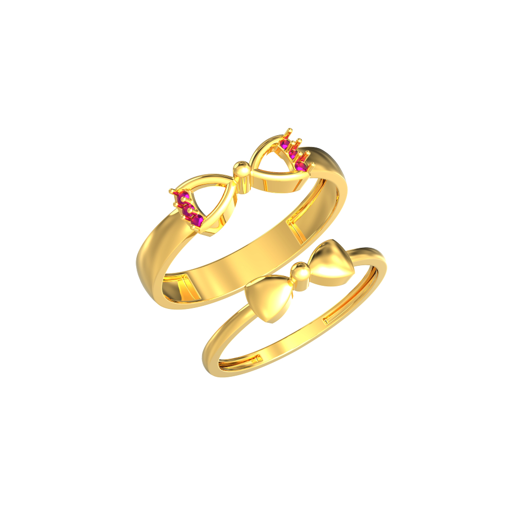 Valentine Day Couple Hug Ring Inpure 18kt Gold - Silver Palace