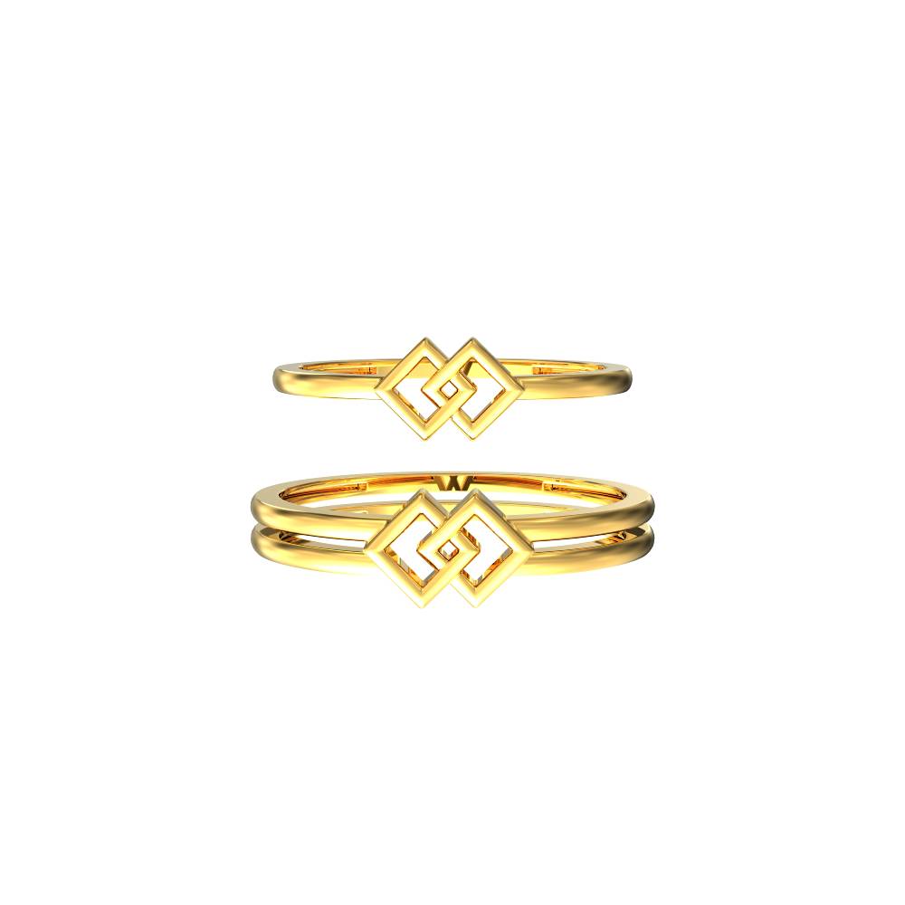 Double Square Design Couple Ring