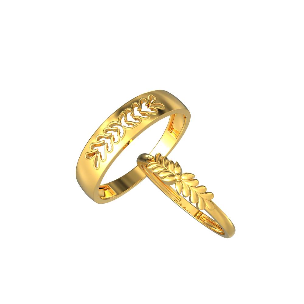 SPE Gold -Elegant Leaf Design Couple Ring - Poonamallee