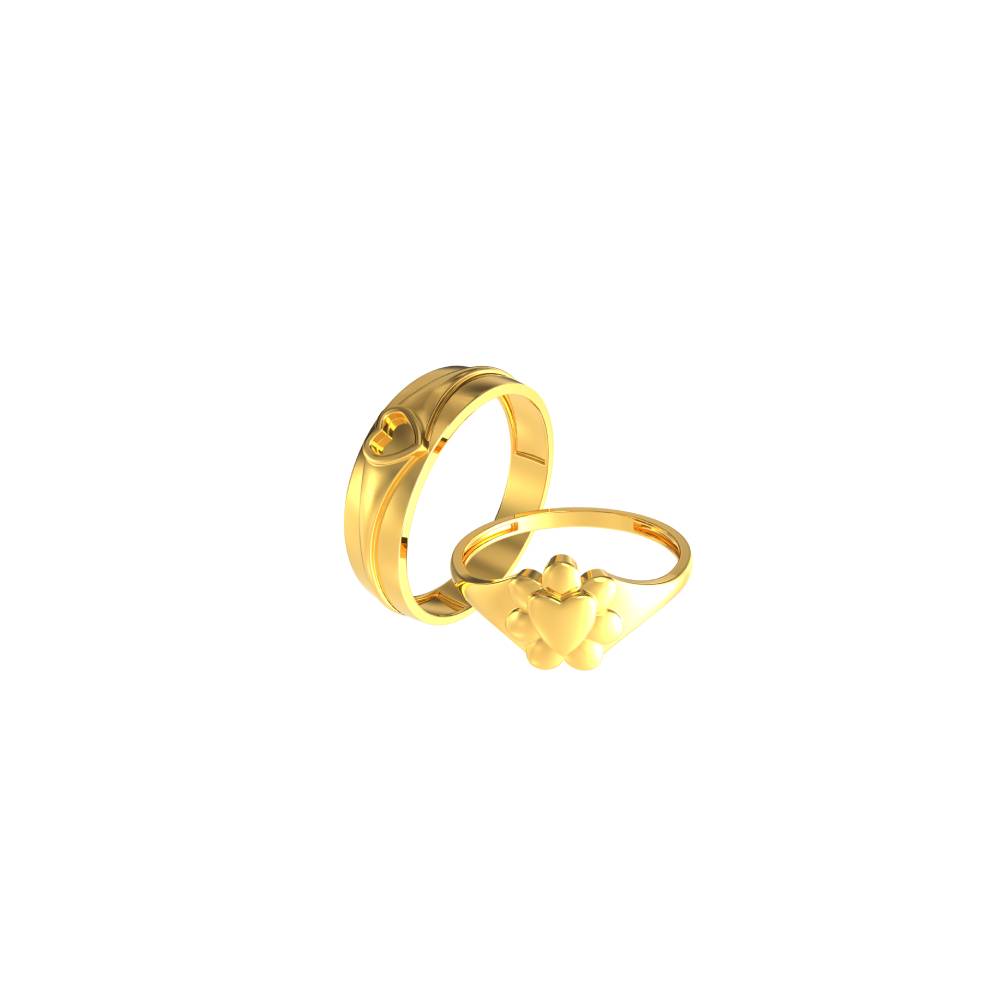 SPE Gold -Plain Heart Shape Couple Ring - Poonamallee