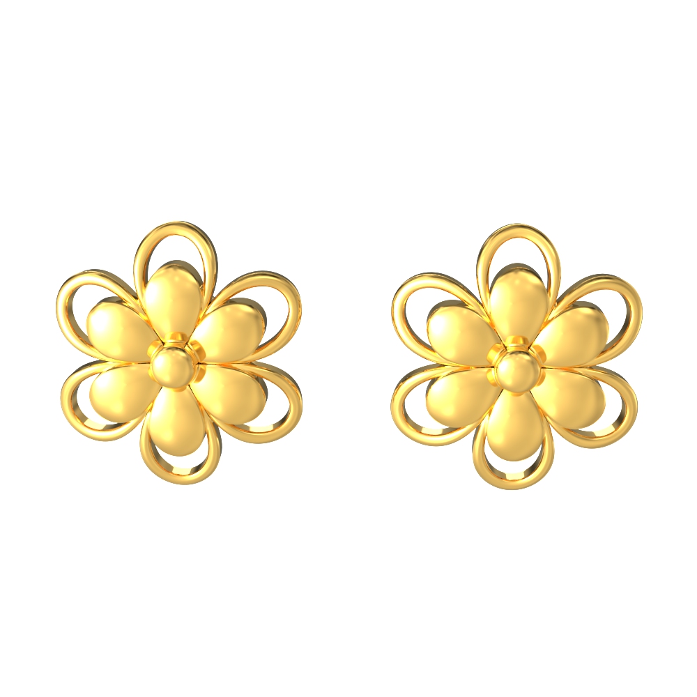 22k Cute Flower Design Gold Earring