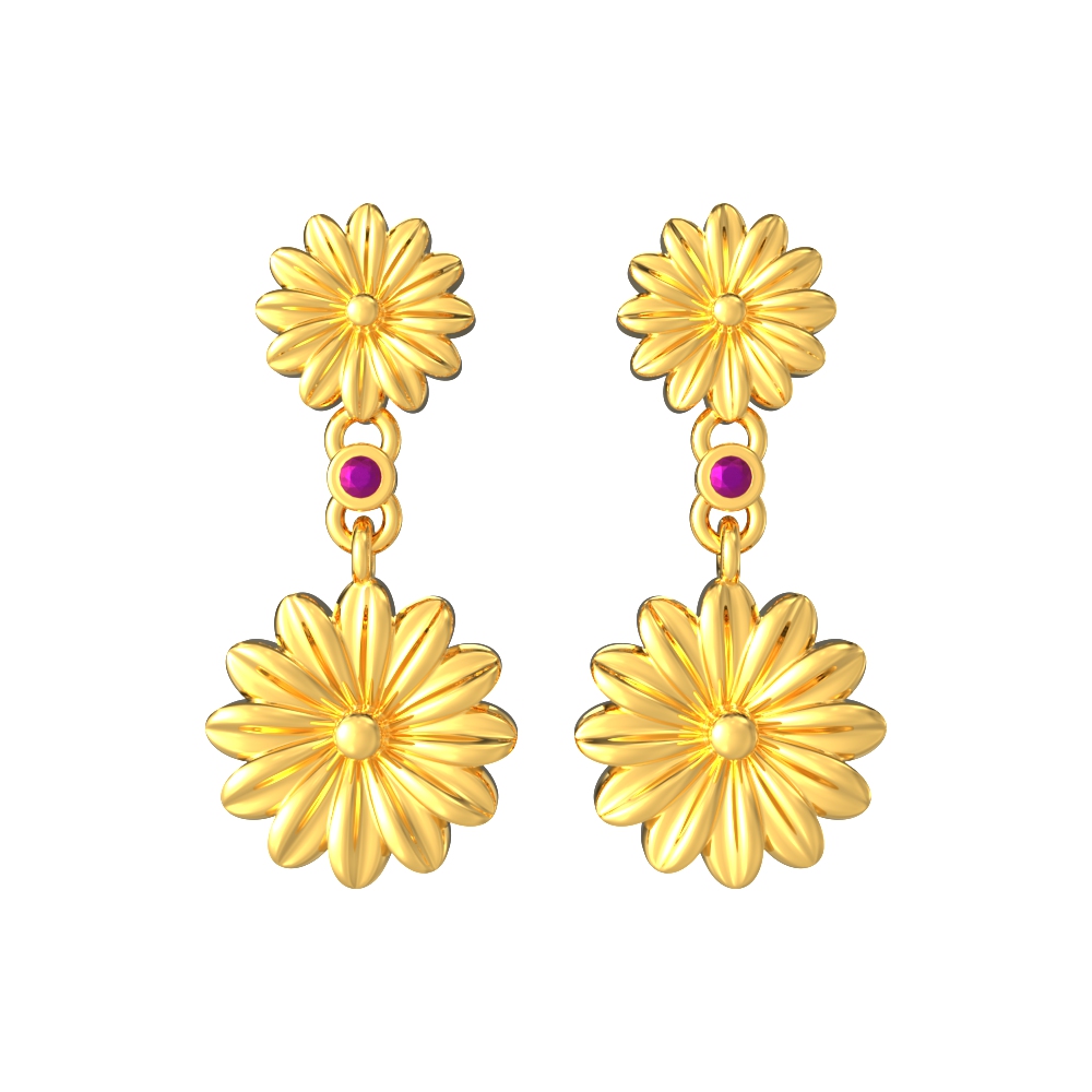 22k Elegant Cute Flower Gold Design Earring