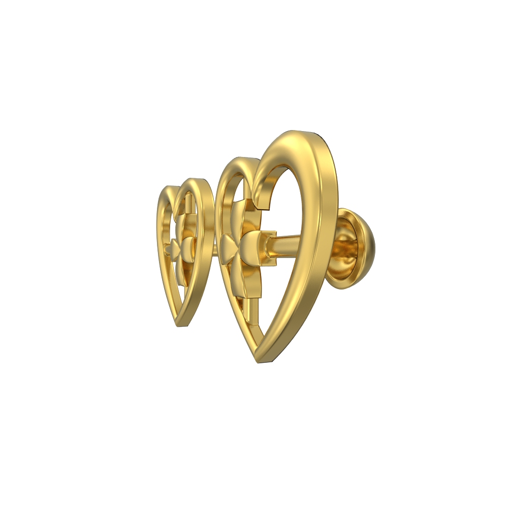 22k Gold Simple Heart Gold Earring