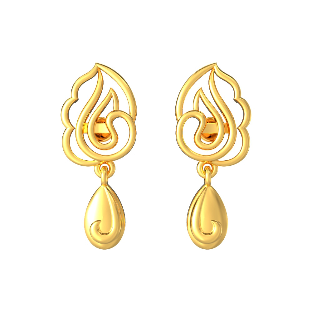 22k Light Weight Drop Gold Earring