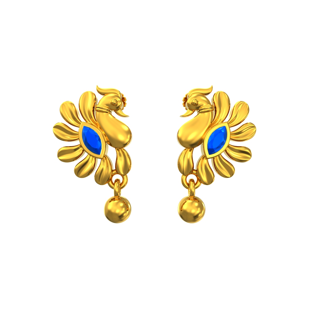 22k Peacock Gold Drop Earring