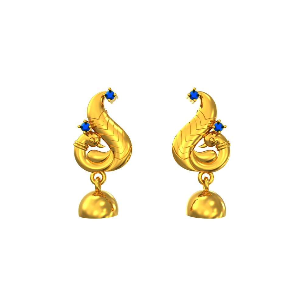 22k Peacock Gold Light Weight Simple Drop Earring