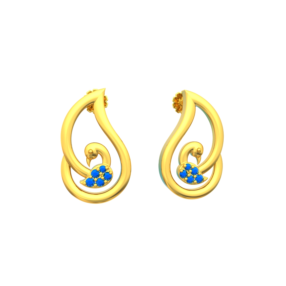 22k Peacock Gold Stud Earring