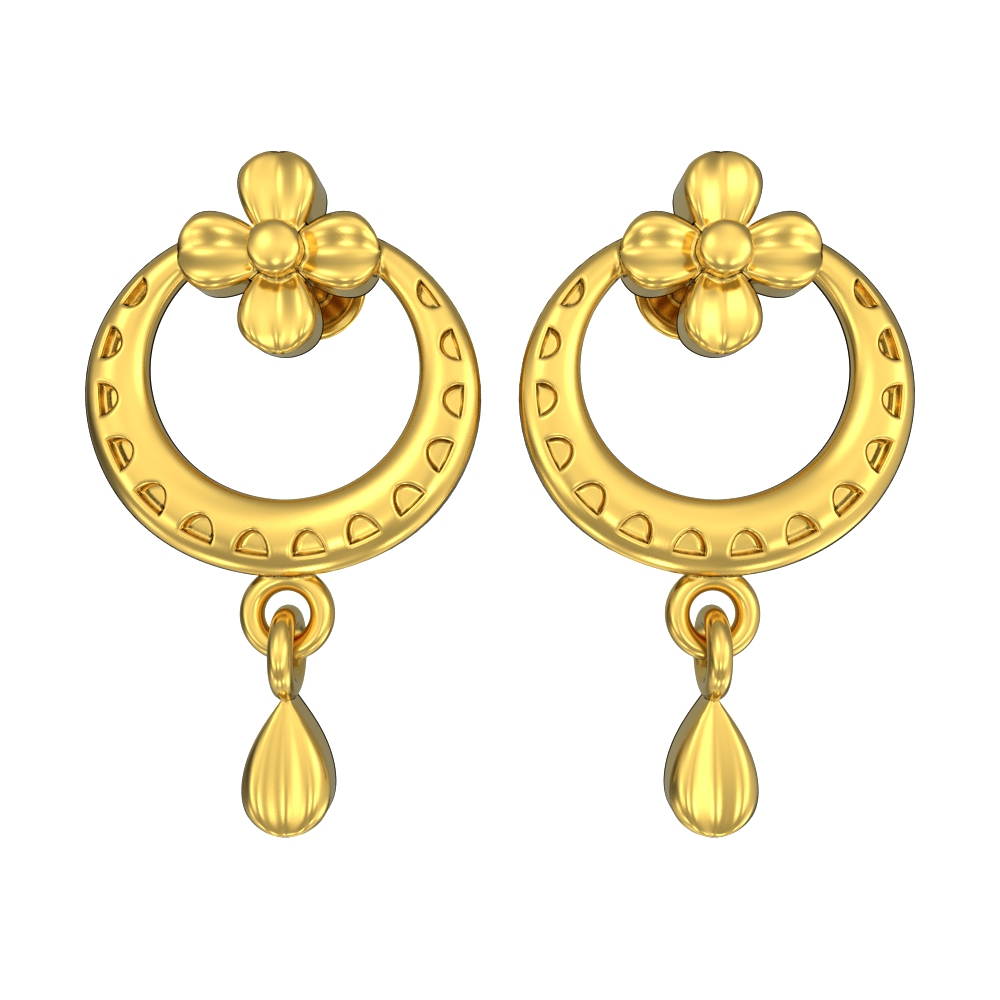22k Simple Gold Drop Earring