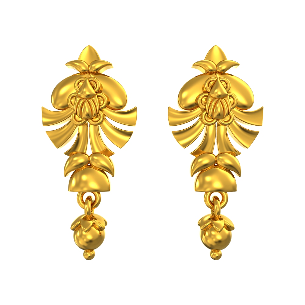 22k Yellow Gold Nature Floral earring