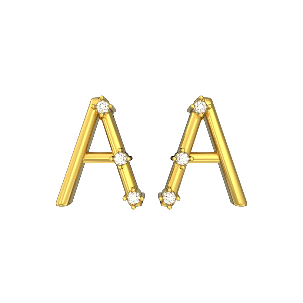 Alphabet-A-Design-Gold-Stud