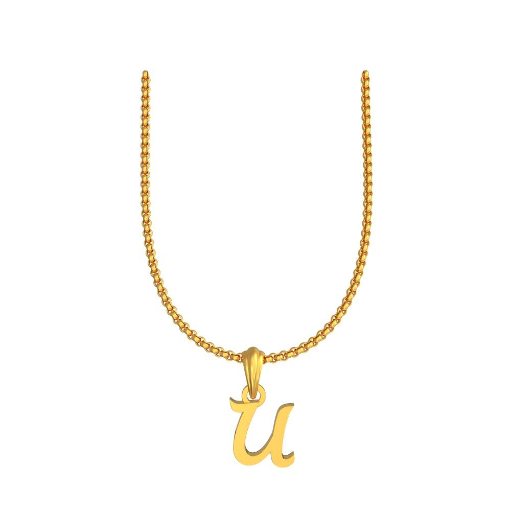 Alphapet Letter U Pendant Gold