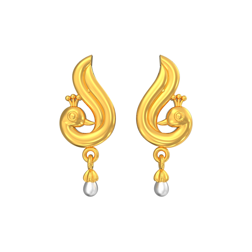 Amazing Peacock Design Gold Stud Drops