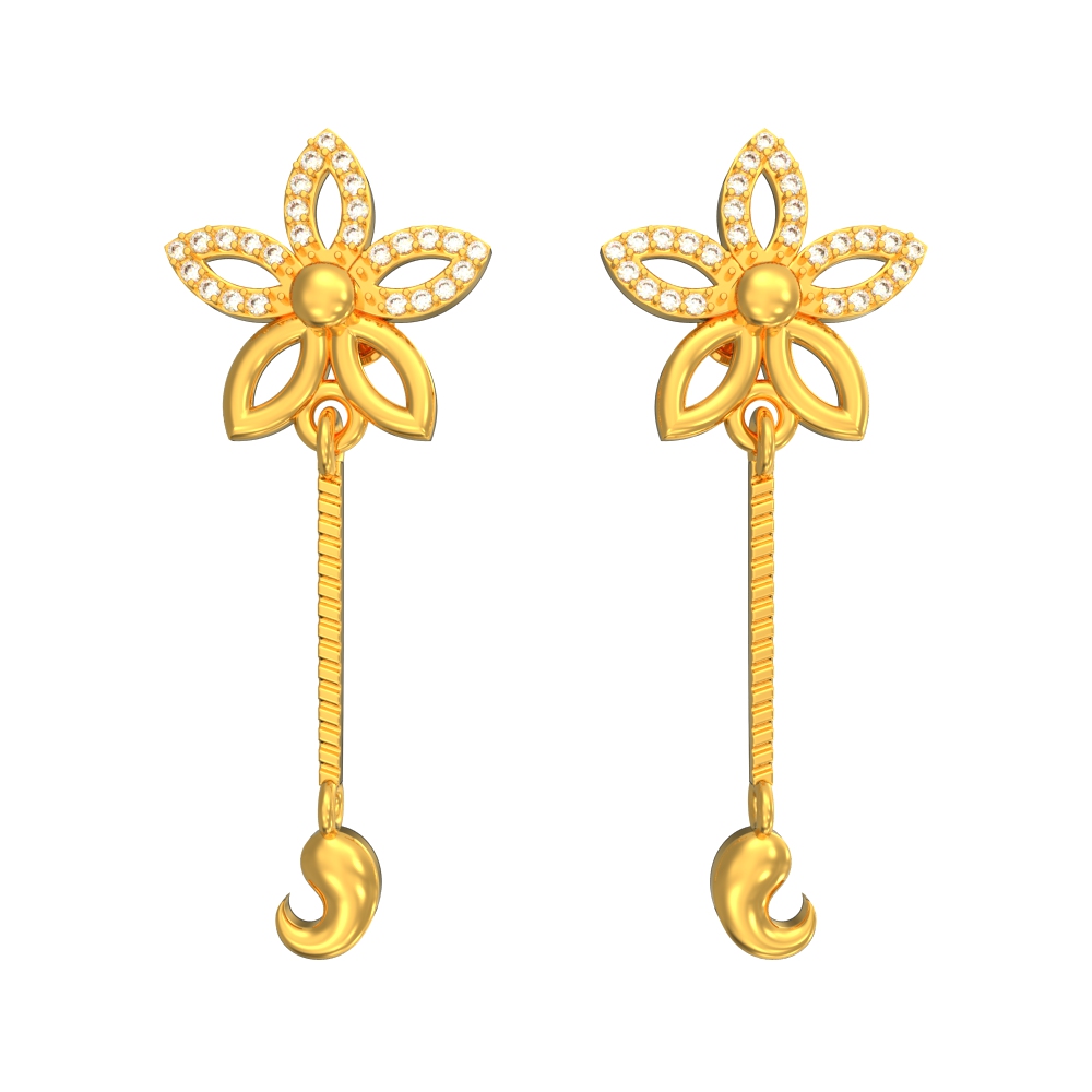 Blossom Stoned Gold Earring