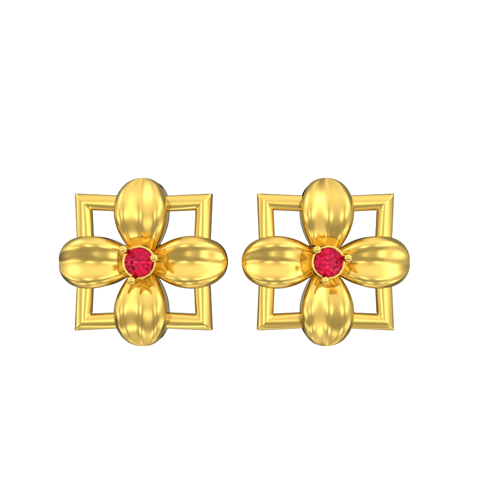 Classic-Floral-Design-Stone-Gold-Earring