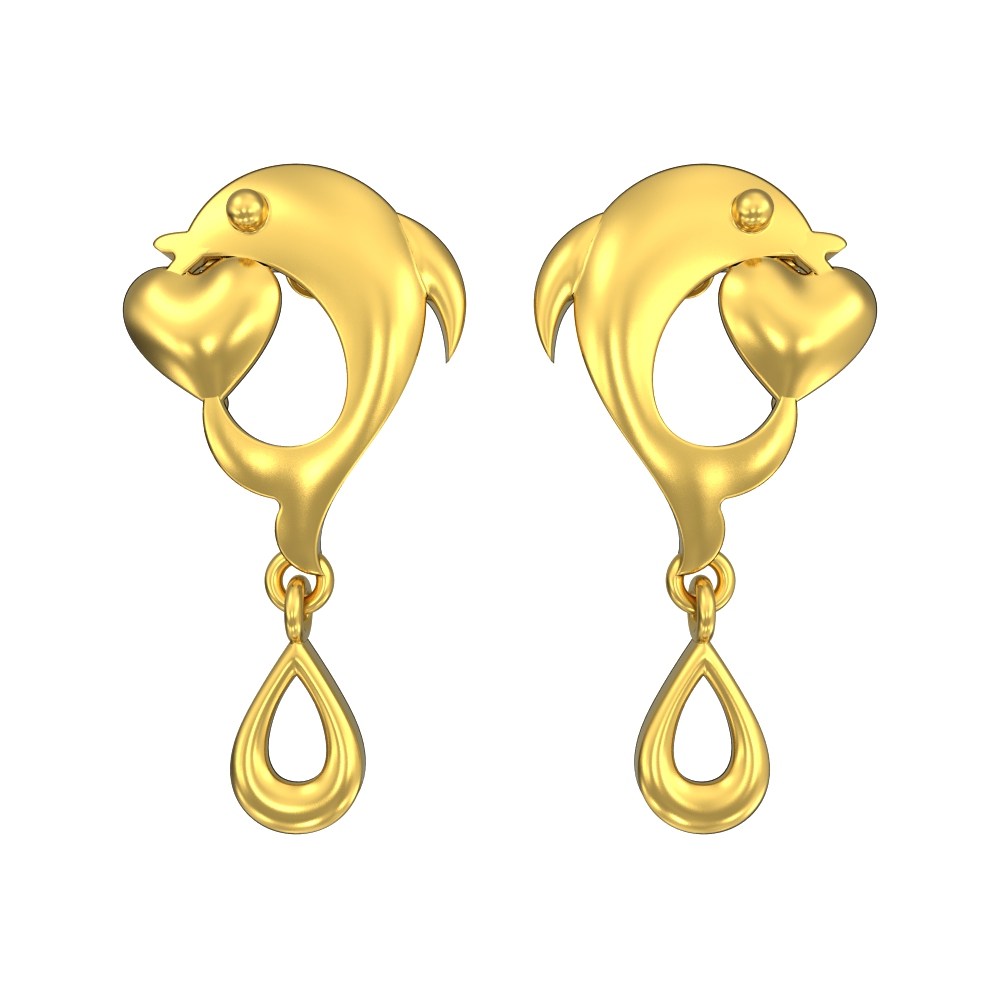 14K Yellow Gold Dolphin Earrings 001-461-00002 | JMR Jewelers | Cooper  City, FL