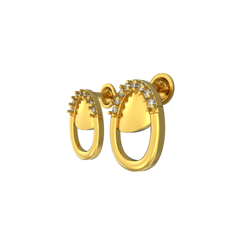 Eccentric Yellow Gold Stone Earring Chennai