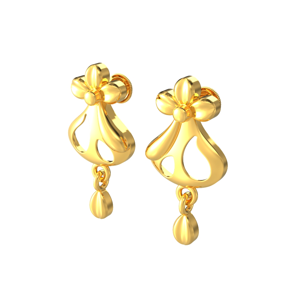 Elegant Simple Flower Drop Gold Earring
