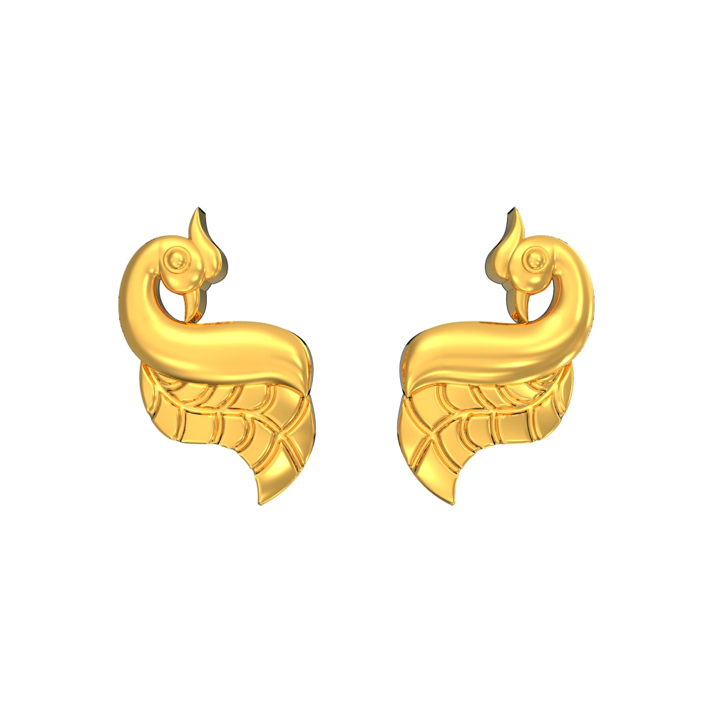 Enthralling Peacock Gold Studs