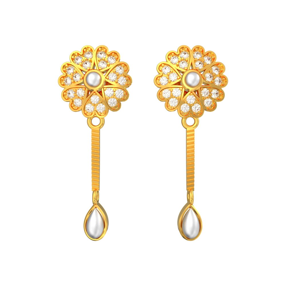 Ethereal Floral Drop Stone Earring