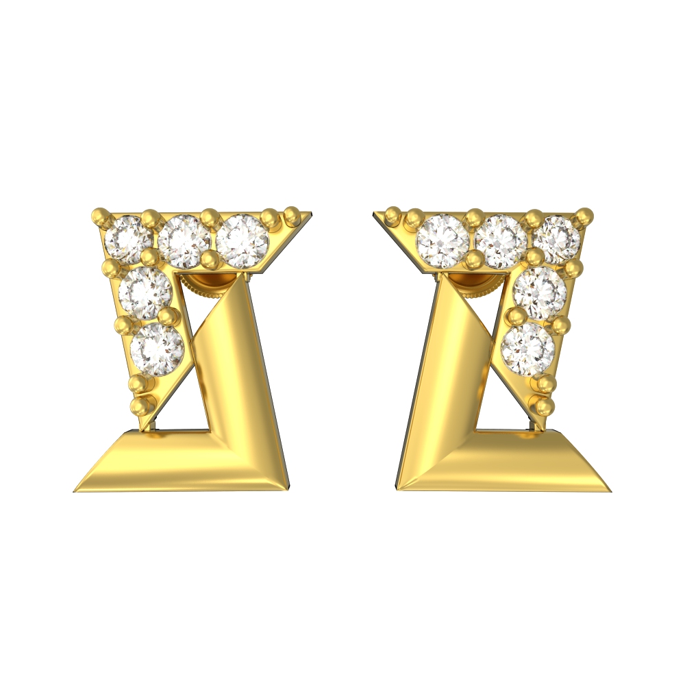 Fancy Goldtone Triangle Earring