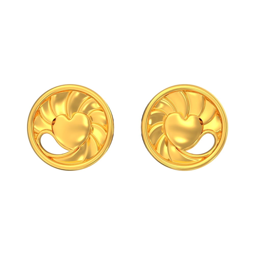 Fantasy Heart Gold Earrings