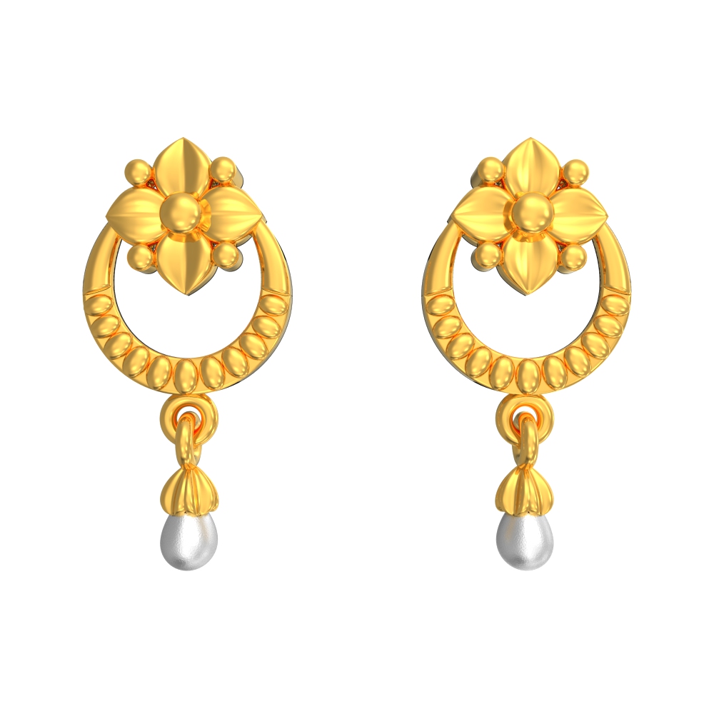 Floral Design Gold Earring