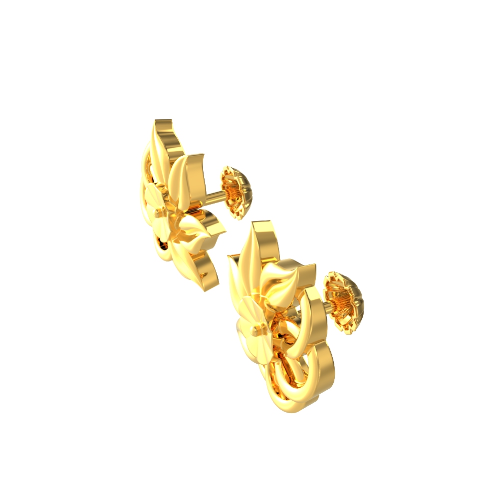 Flower And Leaf Gold Earring